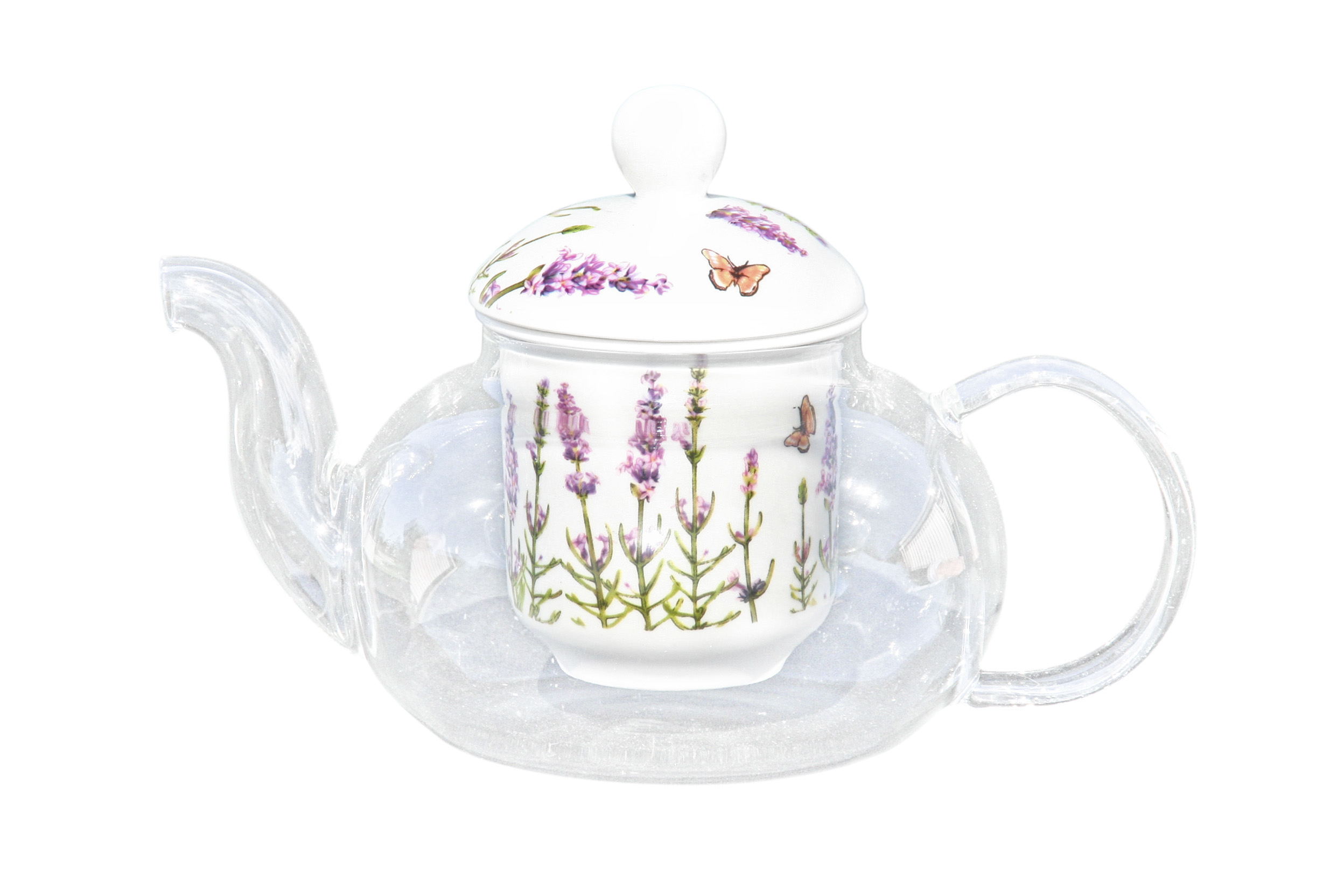 Glass/Porcelain Infused Teapot Lavender Glass/Porcelain Infused Teapot Lavender